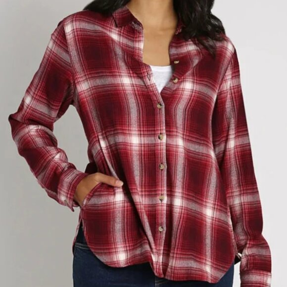 Jachs Girlfriend New York Women's Red Flannel Shirt with Side Pockets Size Large - Picture 1 of 6